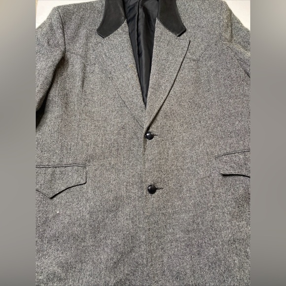 Pioneer Wear VTG USA Wool Blend Western Blazer Mottled Gray Mens Size 46L